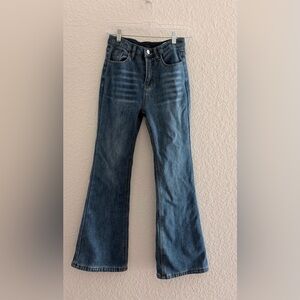 Indigo Thermal Fleece-Lined Flare Jeans | High-Rise Cozy Winter Women’s Denim